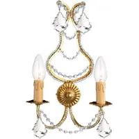 Casa Padrino Luxus Barock Kristall Wandleuchte Gold 24 x 12 x H. 40 cm - Elegante Metall Wandlampe mit edlem Böhmischem Glas - Barock Leuchten