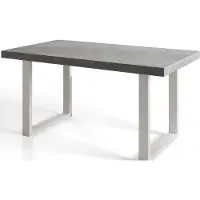 Alpi Möbel Esstisch Ausziehbar Loft-U, Moderner Wohnzimmertisch 120-220x80x77 cm, Grau mit Metallbeinen in Weiß
