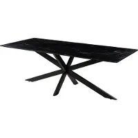 MASSIVMOEBEL24.DE MASSIVMOEBEL24 Esstisch 180x100x76 Marmor schwarz / Kreuzgestell Eisen schwarz BARCELONA #411
