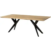 MASSIVMOEBEL24.DE MASSIVMOEBEL24 Esstisch Mango 200x100x76 natur lackiert / Epoxid schwarz, Sterngestell anthrazit matt EPOXY