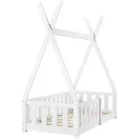 In And OutdoorMatch Kinderbett Minna - Tipibett - Mit Rausfallschutz - 70x140 cm - Weiß - Mädchenbett - Jungenbett