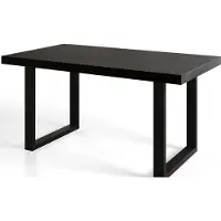 Alpi Möbel Alpi Moebel, Rechteckig Esstisch Loft-U, Ausziehbarer Tish 180-280x90x77 cm, Schwarz mit Schwarz Metallbeinen