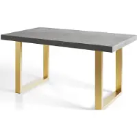 Alpi Möbel Esstisch Ausziehbar Loft-U, Moderner Wohnzimmertisch 120-220x80x77 cm, Grau mit Metallbeinen in Gold