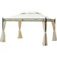 Fortuna Lai Luxus Pavillon Gartenpavillon 3x4 m Creme, Partyzelt Festzelt Gartenzelt Pagode für Garten & Terrasse