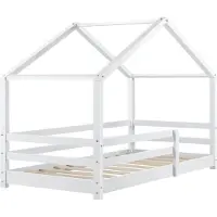In And OutdoorMatch Kinderbett Rubie - Kiefer - Hausbett - mit Matratze und Rausfallschutz - 70x140 cm - weiß - für Mädchen - für Jungen - für Kinder
