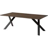 MASSIVMOEBEL24.DE MASSIVMOEBEL24 Esstisch Akazie 200x100x75 grau lackiert / ausgestellte X-Beine anthrazit matt SWISS EDGE