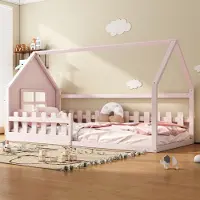 UnboxG Flachbett 90 x 200 cm, Kinderbett, Barbereich, rosa