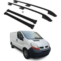 Omtec Dachreling + Dachträger für Renault Trafic Vivaro 2001-2014 Kurzer Alu Schwarz