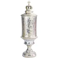 Casa Padrino Barock Vase mit Deckel und dekorativer Krone Antik Silber / Antik Gold Ø 13 x H. 43 cm - Deko Accessoires im Barockstil