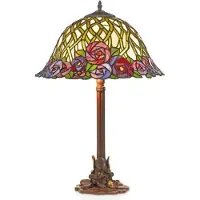 Casa Padrino Tiffany Tischleuchte Hockerleuchte im Mosaik Design, Bunt aus Glas und Metall, Durchmesser 40 cm