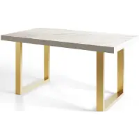 Alpi Möbel Esstisch Ausziehbar Loft-U, Moderner Wohnzimmertisch 160-260x90x77 cm, Marmur mit Metallbeinen in Gold