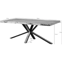 MASSIVMOEBEL24.DE MASSIVMOEBEL24 Baumtisch 180x90x77 Akazie beige lackiert / Kreuzgestell anthrazit matt / natur FREEFORM