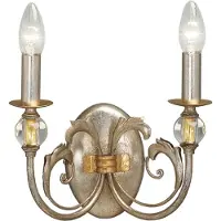 Casa Padrino Luxus Barock Wandleuchte Antik Silber / Antik Gold 27 x 16 x H. 23 cm - Elegante Metall Wandlampe mit edlen Glaskugeln - Barock Leuchten