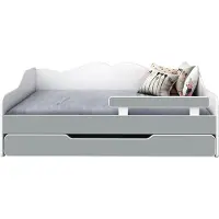 BDW Kinderbett, Einzelbett, Doppelbett mit Lattenrost, Grau, 140 x 70 cm