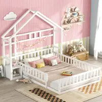 UnboxG Kinderbetten 140 x 200 cm, Flachbetten, Hochbetten mit Schutzgittern, Kinderbetten mit Nachttischen, weiß