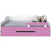 BDW Kinderbett, Einzelbett, Doppelbett mit Lattenrost, Rosa, 180 x 80 cm