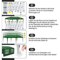 Aopunly Pavillon 3 x 6m Pop Up Faltpavillon Faltbar Gartenzelt, UV-Schutz 50+ Pavillons Partyzelte Festzelt für Camping / Garten / Hochzeit / Strand, ohn Seiten Grün