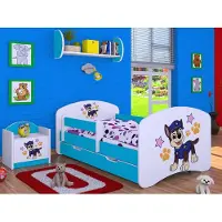 BDW Kinderbett Super Hunde, Babybett Kinderzimmer, Blau (Motiv 5), 160 x 80 cm