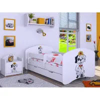 BDW Kinderbett Super Hunde, Babybett Kinderzimmer, Weiß (Motiv 2), 160 x 80 cm
