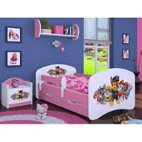 BDW Kinderbett Super Hunde, Babybett Kinderzimmer, Rosa (Motiv 3), 190 x 90 cm