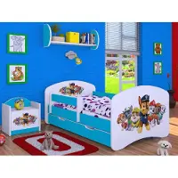 BDW Kinderbett Super Hunde, Babybett Kinderzimmer, Blau (Motiv 3), 160 x 80 cm