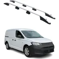 Omac Dachreling Dachgepäckträger für VW Caddy 2021-2025 L2 Länger Alu Silber 2x