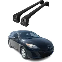 Omtec Dachträger Gepäckträger für Mazda 3 BL Schrägheck 2009-2013 Aluminium Schwarz