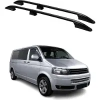 Omtec Dachreling Dachträger für VW Transporter T5 2003-2015 L2 Langer Alu Schwarz