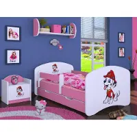 BDW Kinderbett Super Hunde, Babybett Kinderzimmer, Rosa (Motiv 4), 190 x 90 cm