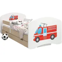 BDW Kinderbett, Doppelseitiges mit Schublade, Feuerwehrauto, 190/90