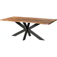 MASSIVMOEBEL24.DE MASSIVMOEBEL24 Baumtisch Akazie 240x100x74 natur lackiert / Epoxid schwarz, Kreuzgestell anthrazit matt EPOXY
