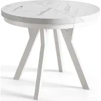 Alpi Möbel Esstisch Rund Evo, Moderner Esstich Ausziehbar, Tisch mit Stabile Konstruktion, Durchmesser 90 - 190 cm, Farbe Marmur