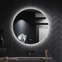 Sonni Rund Badspiegel Ø 80 cm mit LED Beleuchtung Doppelter Berührungsschalter Runder Spiegel mit Beschlagfrei-Funktion Dreifarbige Temperatur
