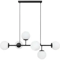 Light11 HOME Siena Schwarze Deckenleuchte 6 Flache Weisse Lampenschirme E14 Lange Arme