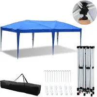 Aopunly Pavillon 3 x 6m Pop Up Faltpavillon Faltbar Gartenzelt, UV-Schutz 50+ Pavillons Partyzelte Festzelt für Camping / Garten / Hochzeit / Strand, ohn Seiten Blau