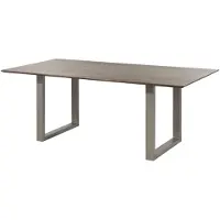 MASSIVMOEBEL24.DE MASSIVMOEBEL24 Esstisch Akazie 180x90 grau lackiert / U-Beine silber matt SWISS EDGE
