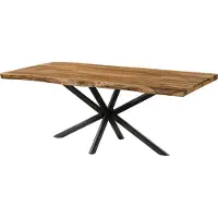 MASSIVMOEBEL24.DE MASSIVMOEBEL24 Baumtisch Sheesham 240x100x76 natur sandgestrahlt / Kreuzgestell anthrazit matt FREEFORM 5