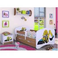 BDW , Kinderbett mit Matratze & Bettkasten, Braun, 180x90
