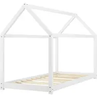 In And OutdoorMatch Kinderbett Regan - Hausbett - mit Lattenrost - 80 x 160 cm - für Mädchen - für Jungen - für Kinder - Weiß