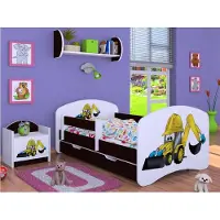 BDW , Kinderbett mit Matratze & Bettkasten, Dunkelvenge, 160x80