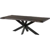 MASSIVMOEBEL24.DE MASSIVMOEBEL24 Baumtisch Mango 220x100x77 grau lackiert / Kreuzgestell anthrazit matt FREEFORM 5