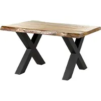 MASSIVMOEBEL24.DE MASSIVMOEBEL24 Baumtisch Mango 140x90x77 natur lackiert / X-Beine anthrazit matt FREEFORM 5