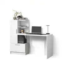 Livinity Schreibtisch Lorena Weiß 150 x 120.1 cm mit 2 Türen, Model 57367