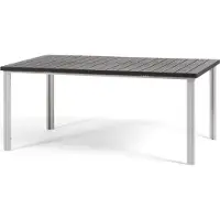Idea New Garden Srl Rechteckiger Außentisch 180x90 cm, Stahlstruktur und Holzeffekt-Lamellen, 8 Plätze, moderner Stil für Garten oder Terrasse - THOMAS - Weiß/Grau