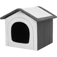 Sellbee Hundehütte Hundeecke Ruhebereich Zwinger Tierheim Hundezwinger Haustierhütte Haustierzwinger - 76 x 72 x 74 cm [Größe: R6] - Asche Ökoleinen + Graphit Oxford