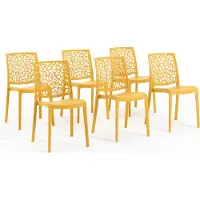 Idea New Garden Srl 6er-Set stapelbare Stühle aus Polypropylen mit Glasfasern für Außenbereich und Garten, Bar und Restaurant, Küche modernes Design - ANNA - Senfgelb