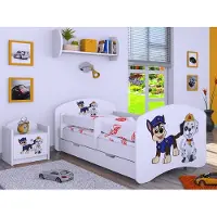 BDW Kinderbett Super Hunde, Babybett Kinderzimmer, Weiß (Motiv 1), 190 x 90 cm