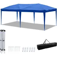HENGDA Pavillon 3 x 6m Pop Up Faltpavillon Faltbar Gartenzelt, UV-Schutz 50+ Pavillons Partyzelte Festzelt für Camping / Garten / Hochzeit / Strand, ohn Seiten Blau