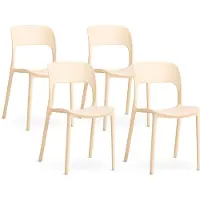 Idea New Garden Srl Set aus 4 stapelbaren Stühlen aus Polypropylen mit Glasfaser für Garten oder Innenbereich,wasserabweisend und widerstandsfähig–BARBARA–Creme