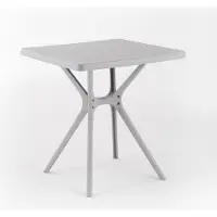Idea New Garden Srl Außentisch aus Polypropylen mit Glasfaser, quadratisch, 70 x 70 cm, robust und widerstandsfähig, ideal für Garten, Terrasse, Bar LUCAS - Grau